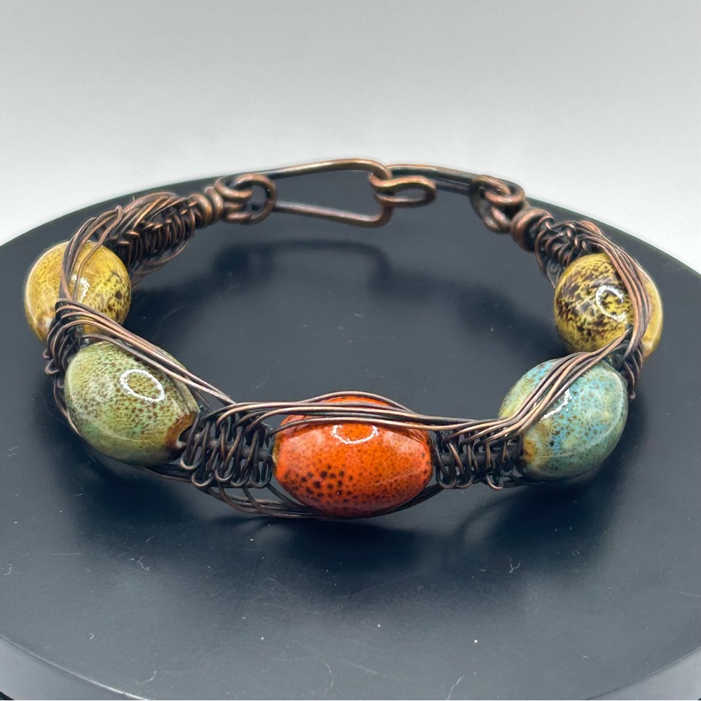 Artisan Copper-Wire Wrap Cuff Bracelet